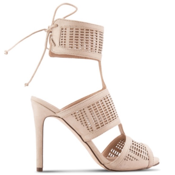 Nude Ankle Cuff Perforated High Heel Sandals - Picture 5 of 6
